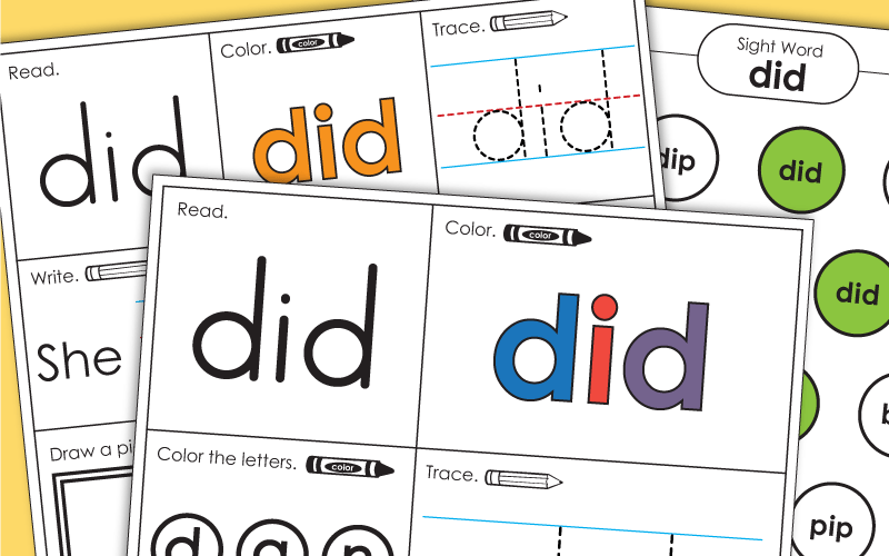 Sight Word Worksheets: Did