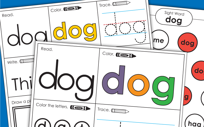 Sight Word Worksheets: Dog