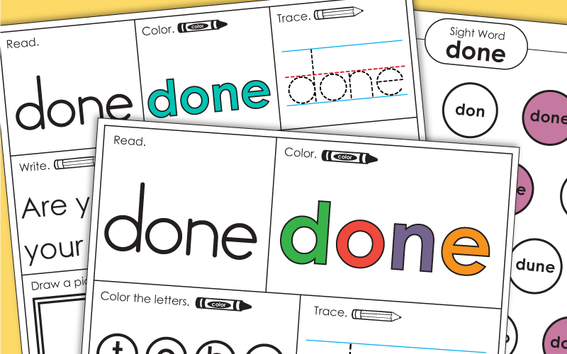 Sight Word Worksheets: Done