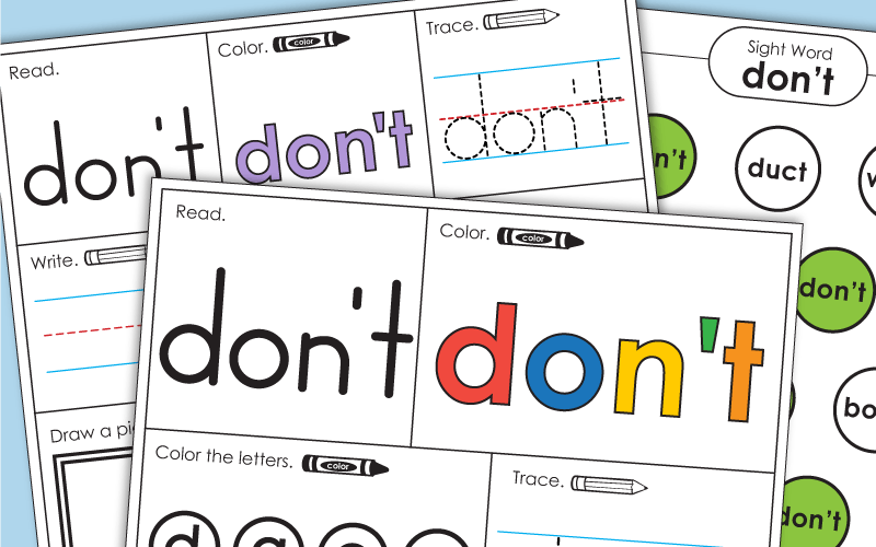 Sight Word Worksheets: Don't