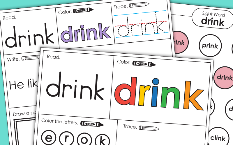 Sight Word Worksheets: Drink