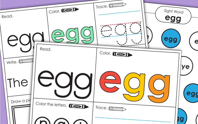 Sight Word Worksheets: Egg