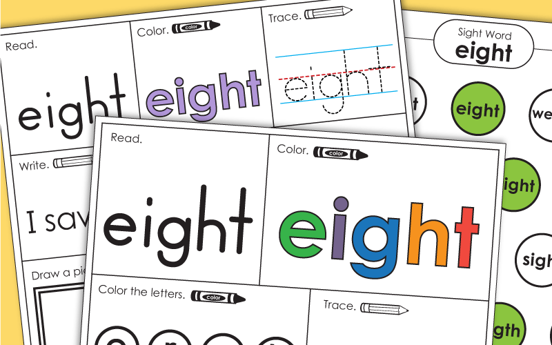 Sight Word Worksheets: Eight