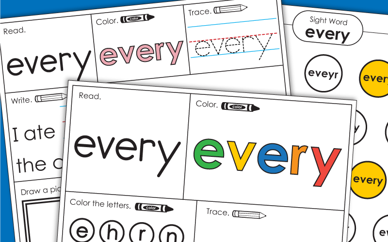 Sight Word Worksheets: Every