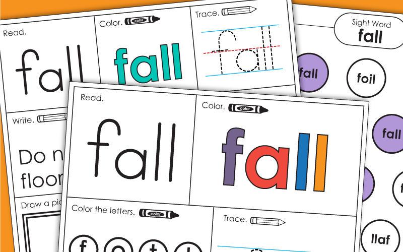 Sight Word Worksheets: Fall