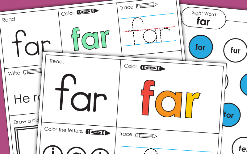 Sight Word Worksheets: Far