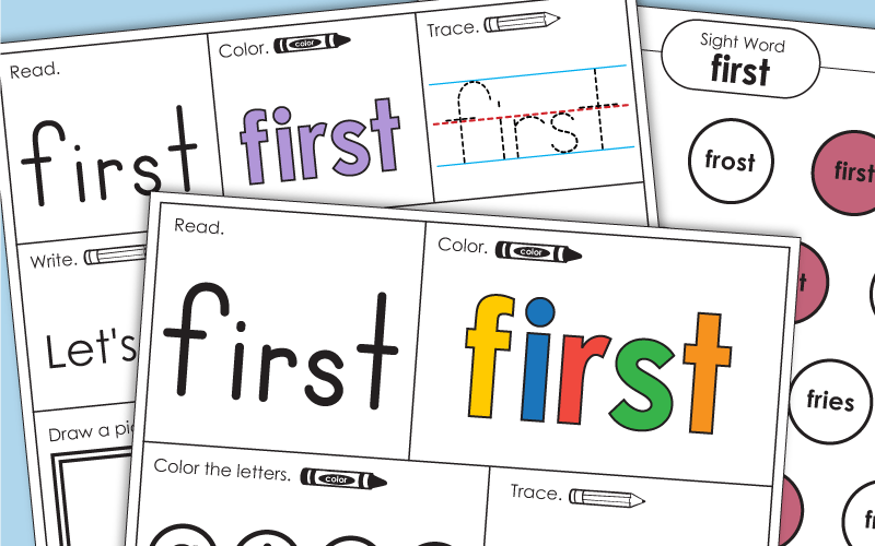 Sight Word Worksheets: First