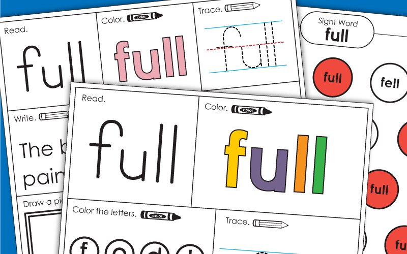 Sight Word Worksheets: Full