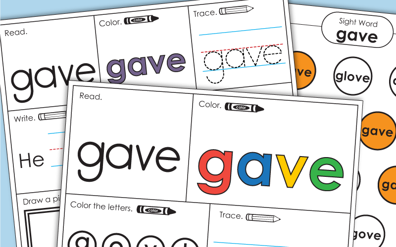 Sight Word Worksheets: Gave