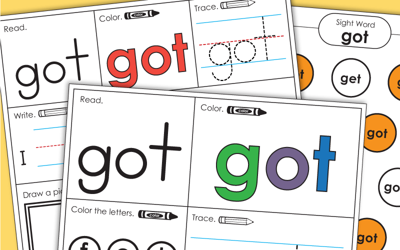 Sight Word Worksheets: Got