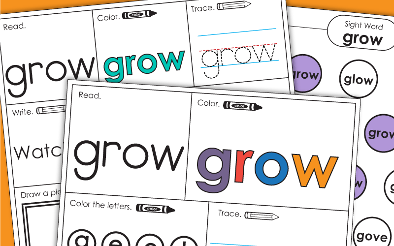 Sight Word Worksheets: Grow