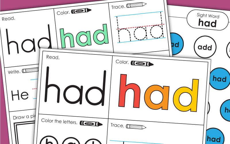 Sight Word Worksheets: Had