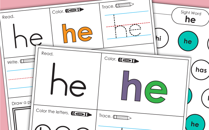 Sight Word Worksheets: He