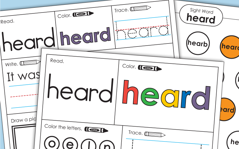 Sight Word Worksheets: Heard