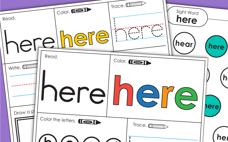 Sight Word Worksheets: Here