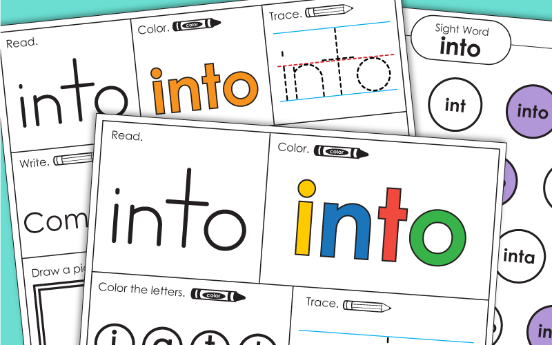 Sight Word Worksheets: Into