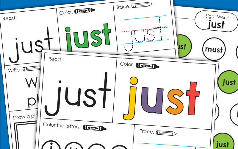 Sight Word Worksheets: Just