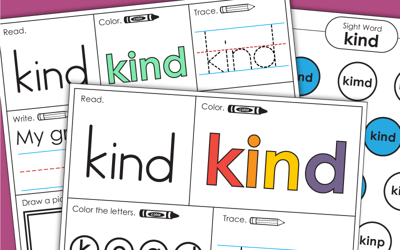 Sight Word Worksheets: Kind