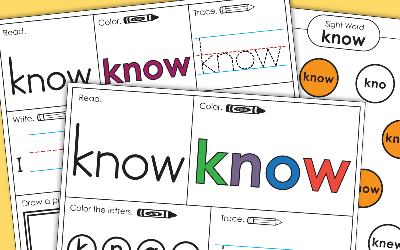 Sight Word Worksheets: Know