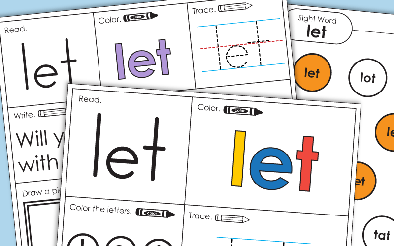 Sight Word Worksheets: Let