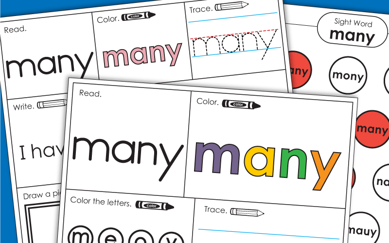 Sight Word Worksheets: Many