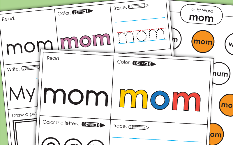 Sight Word Worksheets: Mom