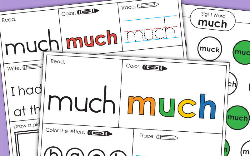 Sight Word Worksheets: Much