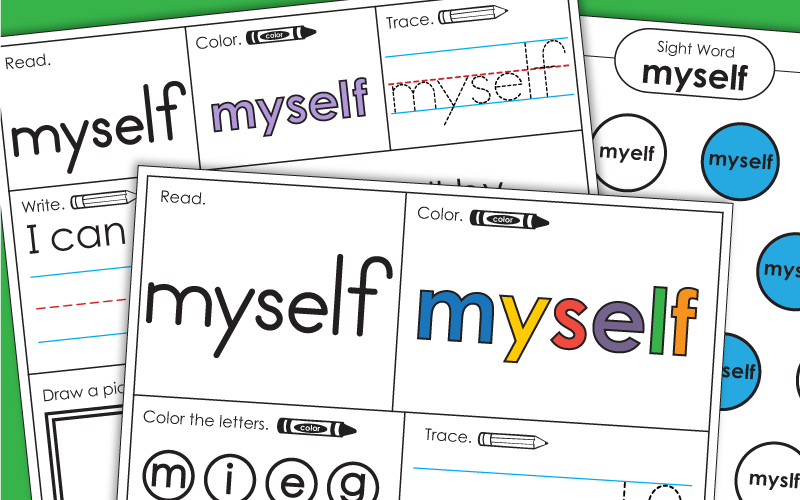 Sight Word Worksheets: Myself