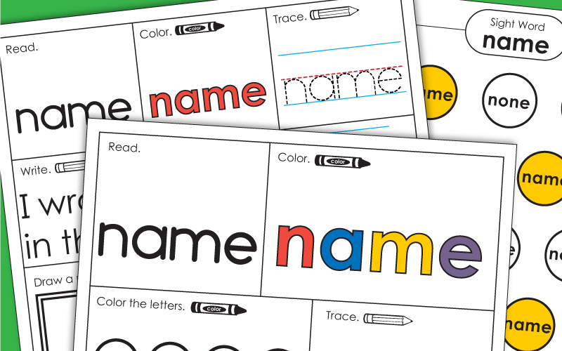 Sight Word Worksheets: Name