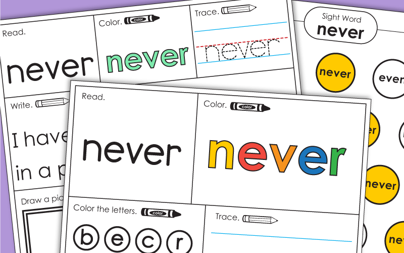 Sight Word Worksheets: Never