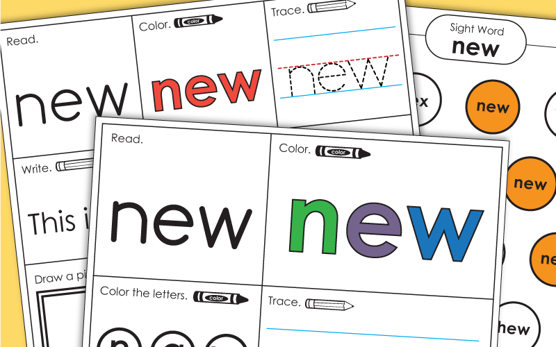 Sight Word Worksheets: New