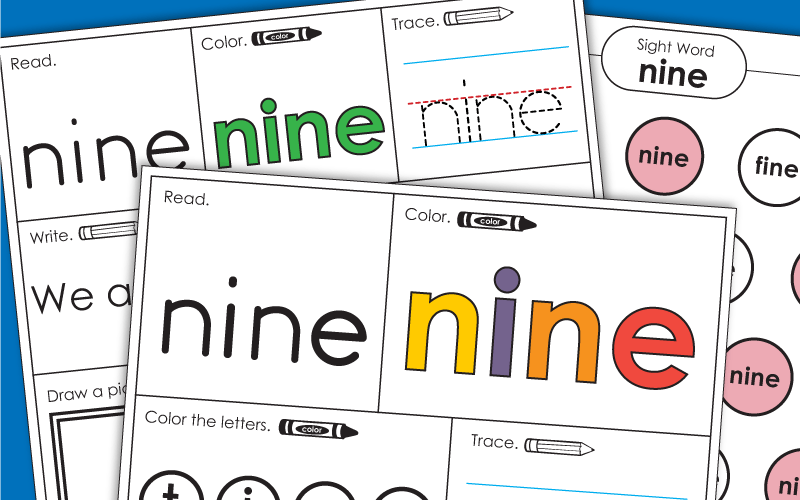 Sight Word Worksheets: Nine