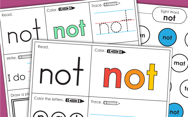 Sight Word Worksheets: Not