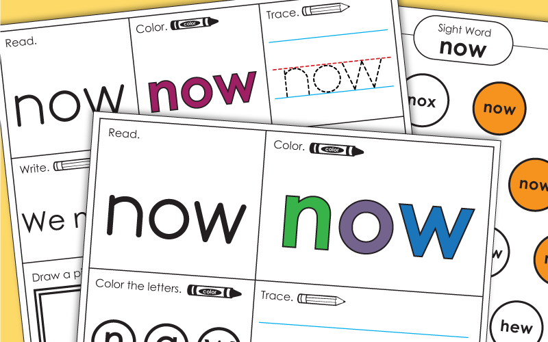 Sight Word Worksheets: Now