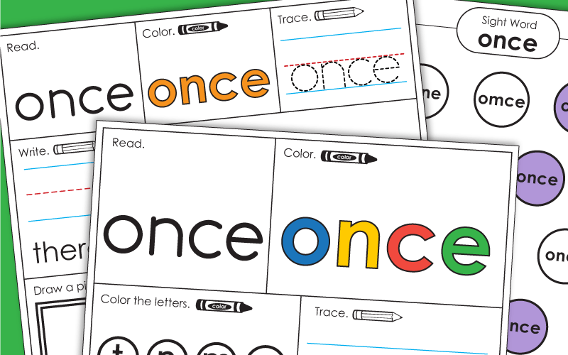 Sight Word Worksheets: Once