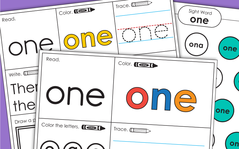 Sight Word Worksheets: One