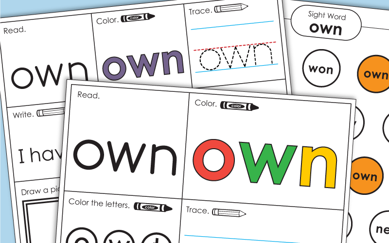 Sight Word Worksheets: Own