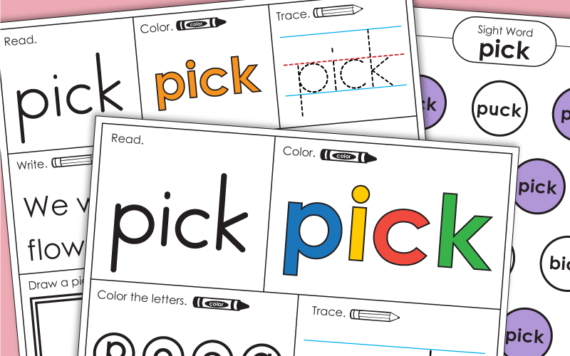 Sight Word Worksheets: Pick