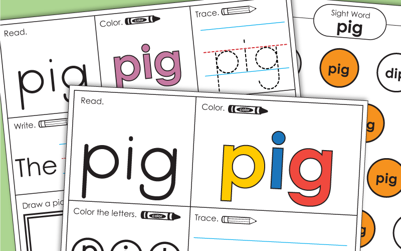 Sight Word Worksheets: Pig