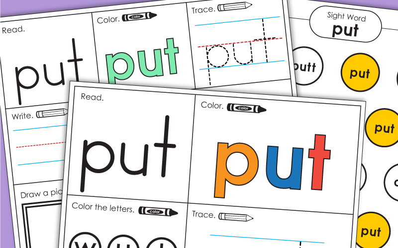 Sight Word Worksheets: Put