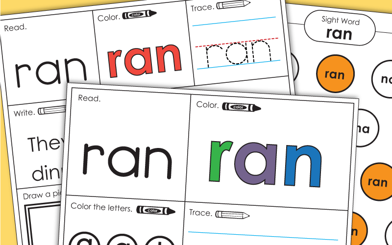 Sight Word Worksheets: Ran