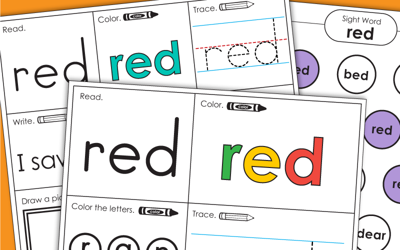 Sight Word Worksheets: Red