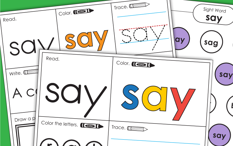 Sight Word Worksheets: Say