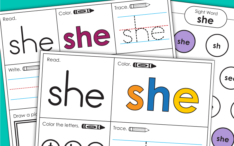 Sight Word Worksheets: She