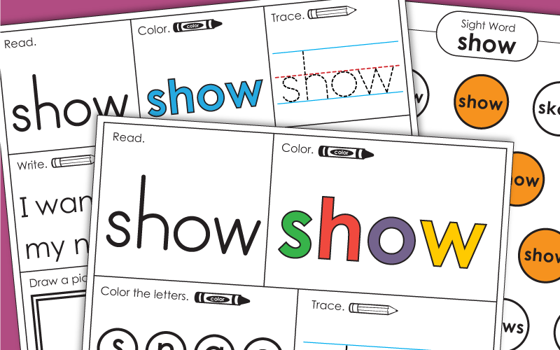 Sight Word Worksheets: Show