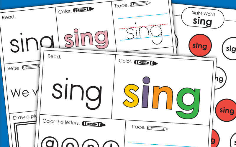 Sight Word Worksheets: Sing