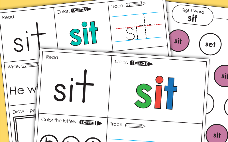 Sight Word Worksheets: Sit