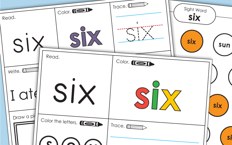 Sight Word Worksheets: Six