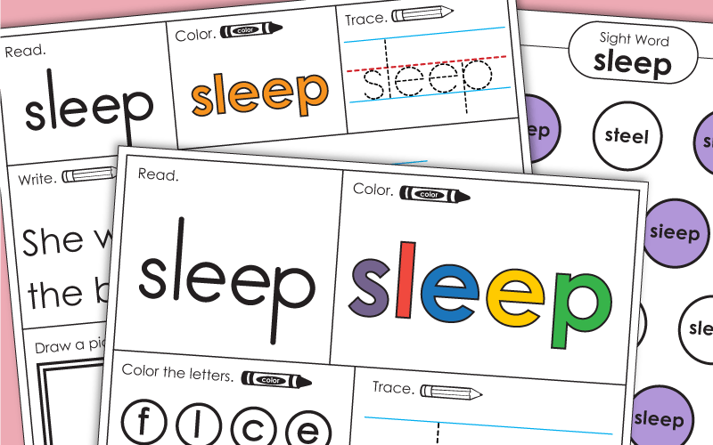 Sight Word Worksheets: Sleep