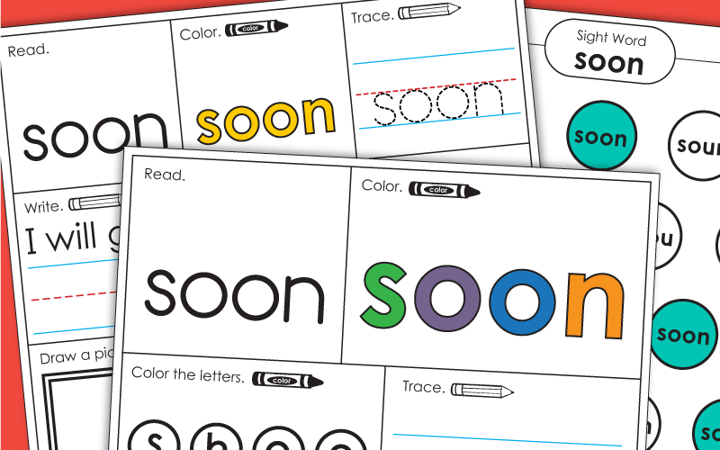 Sight Word Worksheets: Soon